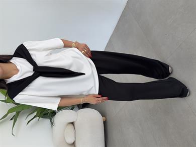 Siyah Oys Modal Atkılı Tshirt Pantolon Takım