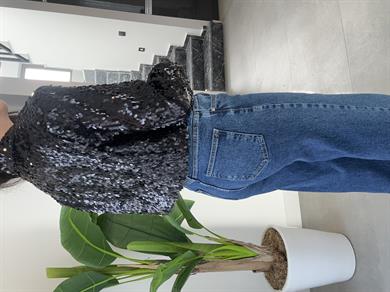 Siyah Payetli Kısa Blazer Ceket