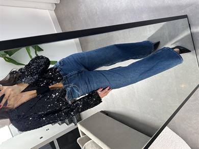 Siyah Payetli Kısa Blazer Ceket