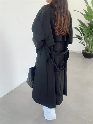 Siyah Poliviskon Trençkot