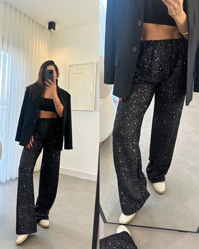 Siyah Pul Payet Pantolon
