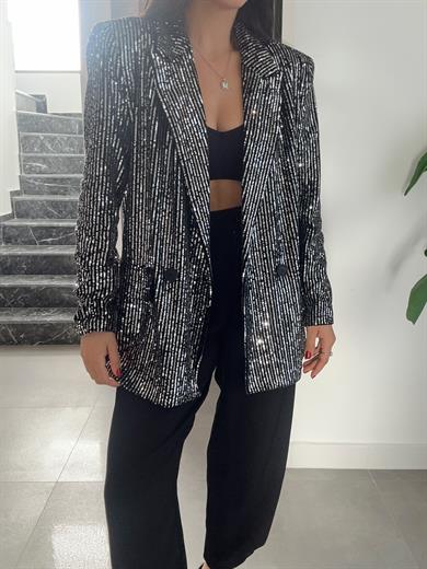 Siyah Pullu Blazer Ceket