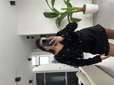 Siyah Pullu Kırçıllı Hırka