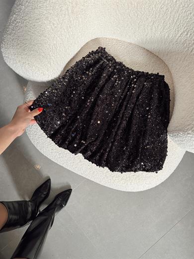 Siyah Pullu Mini Balon Etek