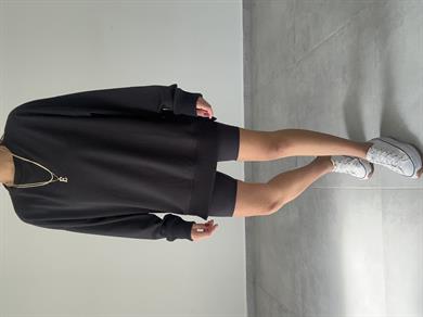 Siyah Rezerve Yanları Yırtmaç Detaylı Sweat