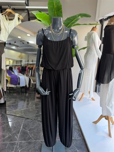 Siyah Ribana Crop Şalvar Takım