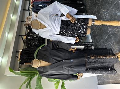 Siyah Saten Kruvaze Blazer Ceket