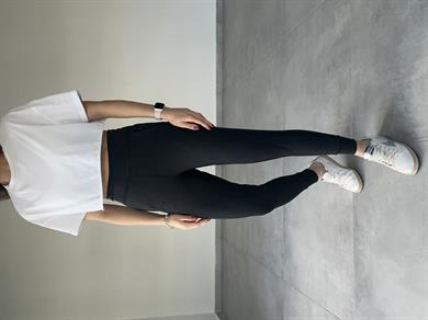 Siyah Scuba Kumaş Tayt Eşofman