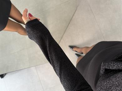 Siyah Simli Kruvaze Çıtçıtlı Body