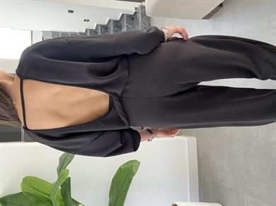 Siyah Sırt Düğüm Modal Bluz