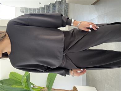 Siyah Sırt Düğüm Modal Bluz