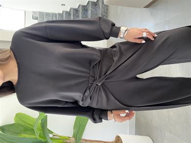 Siyah Sırt Düğüm Modal Bluz