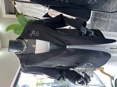 Siyah Taş İşlemeli Blazer Ceket