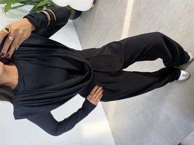 Siyah Tasarım Likralı Bluz