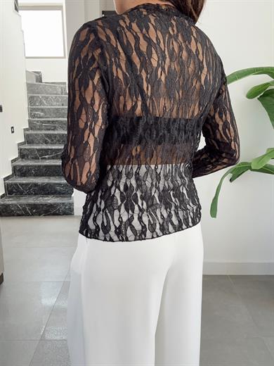 Siyah Tasarım Transparan Bluz