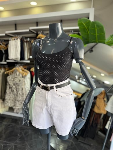 Siyah Taşlı Bodysuit