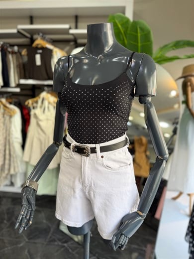 Siyah Taşlı Bodysuit