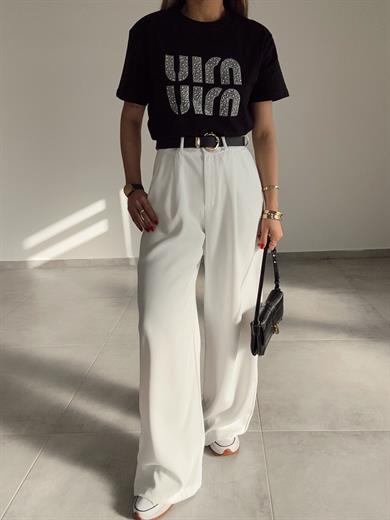 Siyah Taşlı Tshirt