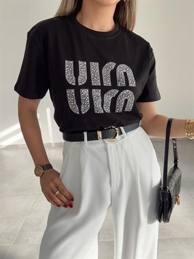 Siyah Taşlı Tshirt