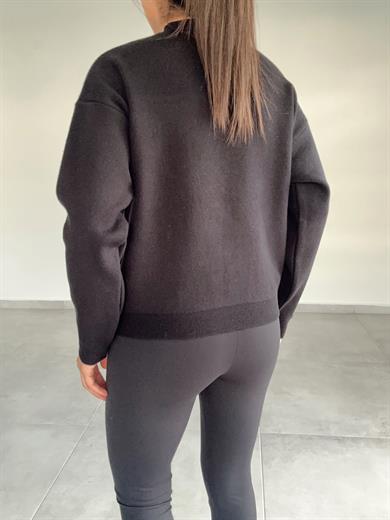 Siyah Tedy Nakışlı Yumoş Triko