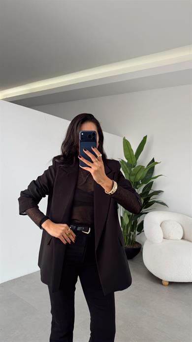 Siyah Transparan Bluz