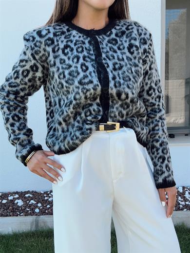 Siyah Tüylü Leopar Hırka