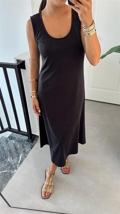 Siyah U Yaka Modal Kumaş Elbise