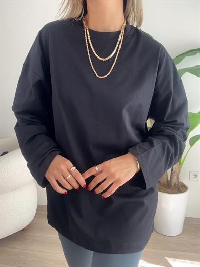 Siyah Uzun Kol Oversize Basic