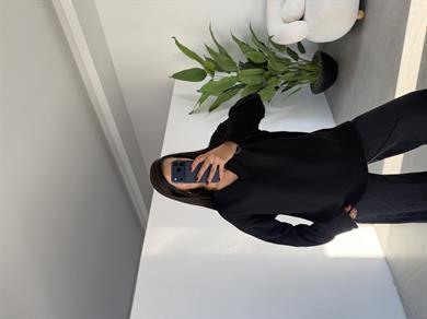 Marla Siyah V Yaka Oversize Triko Kazak