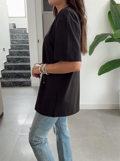 Siyah V Yaka Oversize Tshirt