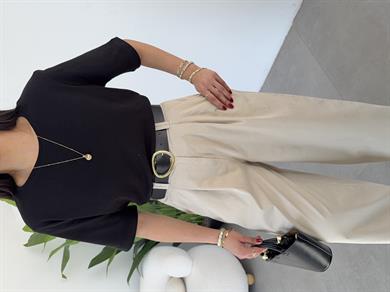 Siyah Vatkalı Basic Yaka Tshirt