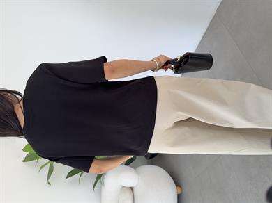 Siyah Vatkalı Basic Yaka Tshirt