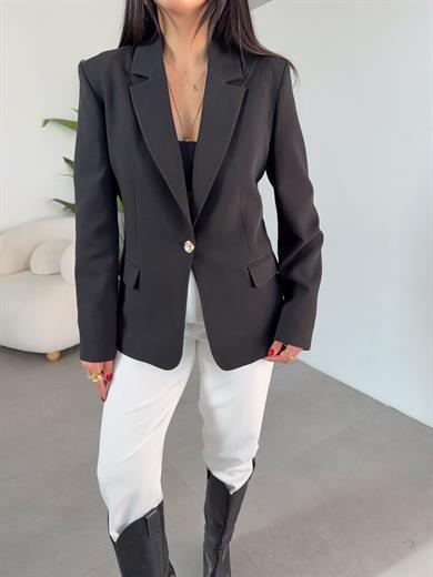 Siyah Vücuda Oturan Blazer