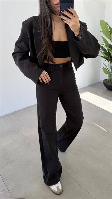 Siyah Wideleg Jean