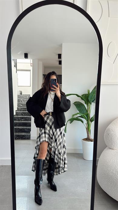 Siyah Yakası Süet Bomber Ceket