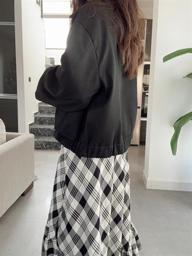 Siyah Yakası Süet Bomber Ceket