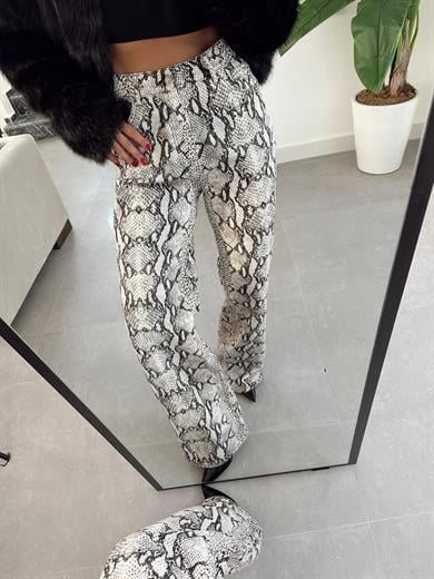 Siyah Yılan Desenli Pantolon