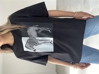 Siyah Zebra Desen Tshirt