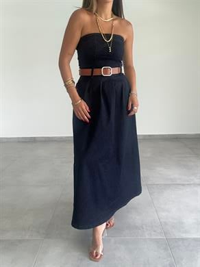 Straplez Kot Kemerli Elbise