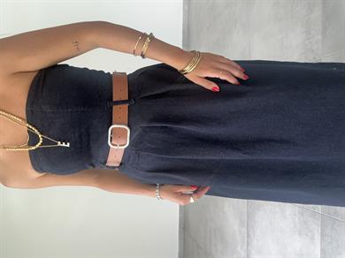 Straplez Kot Kemerli Elbise