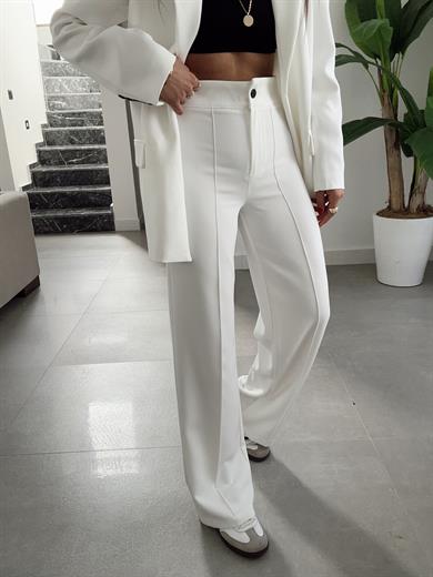 Sydney Beyaz Blazer Pantolon Takım