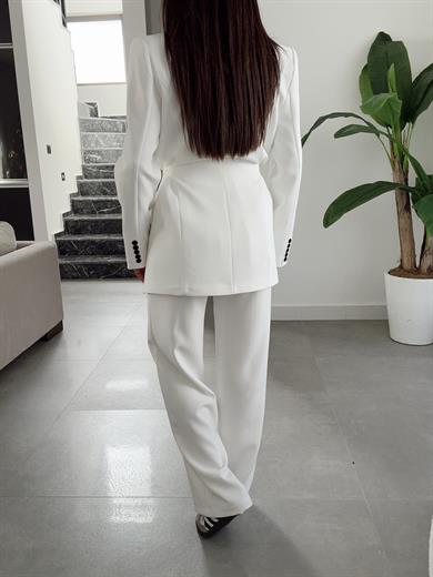 Sydney Beyaz Blazer Pantolon Takım