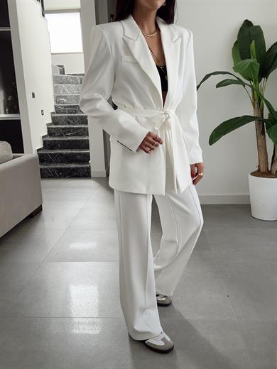 Sydney Beyaz Blazer Pantolon Takım