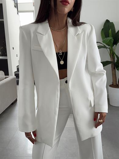 Sydney Beyaz Blazer Pantolon Takım