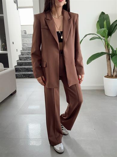 Sydney Kahve Blazer Pantolon Takım