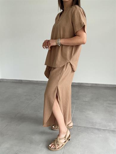 Taba Pamuk Keten Hakim Yaka Bluz