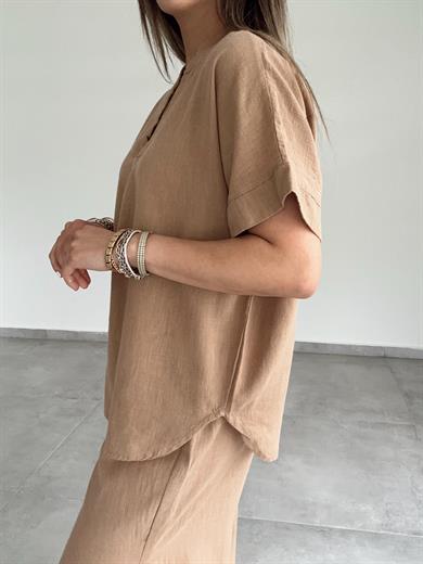 Taba Pamuk Keten Hakim Yaka Bluz