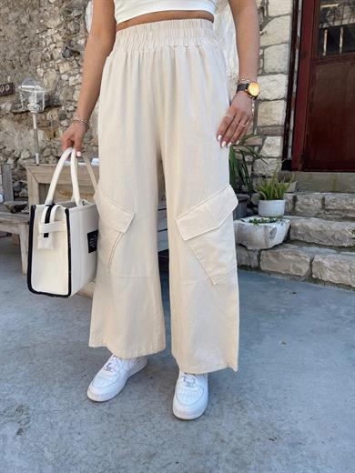Taş Beli Lastikli Pantolon