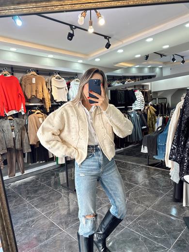 Taş İncili Triko Hırka