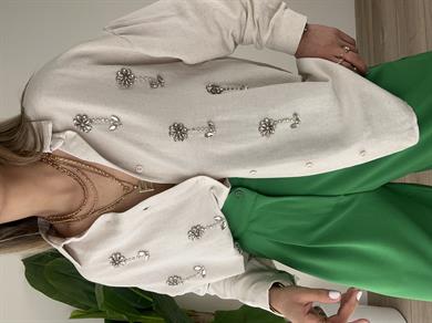 Taş İşlemeli Bej  Gömlek